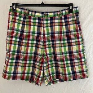 Saddlebred Multicolored Men’s Plaid 100% Cotton Shorts Size 38